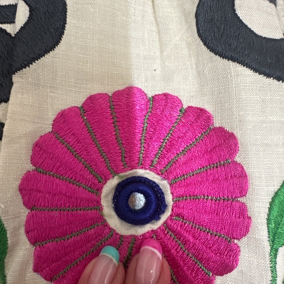 NWT Kage hand embroidered tote bag with leather trim - Picture 6 of 8